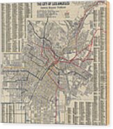 Antique Railroad Map Of Los Angeles - 1906 Wood Print