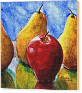Apple And Three Pears Still Life Wood Print