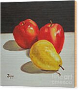 Apples And Pear Wood Print