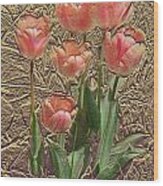 Apricot Tulips Wood Print