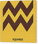 Aquarius Zodiac Sign Brown Wood Print