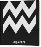Aquarius Zodiac Sign White Wood Print