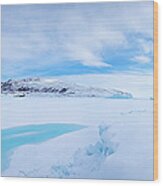 Arctic Landscape On Sunny Day With Ice Wood Print