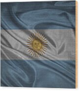Argentinian Flag Waving On Canvas Wood Print
