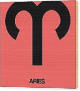 Aries Zodiac Sign Black Wood Print