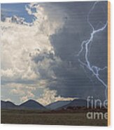 Arizona Desert Lightning Wood Print