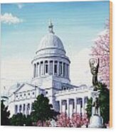 Arkansas Capitol Blossoms Wood Print