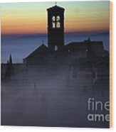 Assisi Steeple Sunset Wood Print