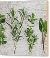 Assorted Fresh Herbs Wood Print