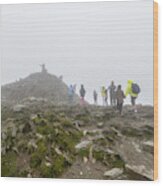 At The Very Summit Of Mount Snowdon In Wales Wood Print