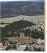 Athens View From Acropolis Wood Print