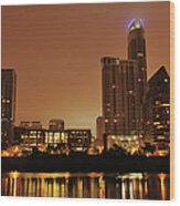 Austin Skyline At Twilight Wood Print