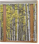 Autumn Aspen Forest Classic Wood Window View Wood Print