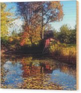 Autumn Barn Wood Print