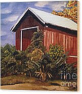 Autumn Barn - Original Painting - Ohio Wood Print