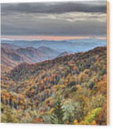Autumn Colors On The Blue Ridge Parkway At Sunset Wood Print