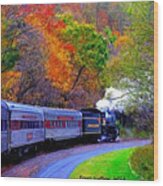 Autumn Train Wood Print