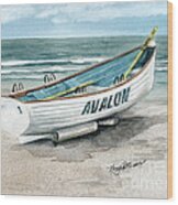 Avalon Lifeguard Boat Wood Print