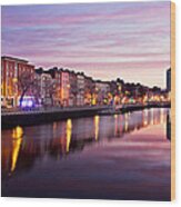 Bachelors Walk And River Liffey At Dawn - Dublin Wood Print