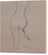 Back Of Nude With Foot Up Wood Print