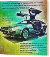 Back To The Delorean Wood Print