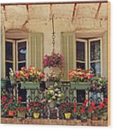 Balcony Decorated With Flowers Wood Print