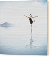 Ballerina Dancing On Water Wood Print
