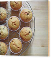 Banana Muffins With Chocolate Chips Wood Print