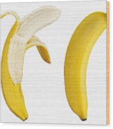 Bananas On White Wood Print