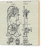 Band Saw 1871 Patent Art Wood Print