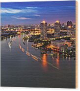 Bangkok City And River During Sunset Wood Print