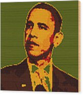 Barack Obama Lego Digital Painting Wood Print