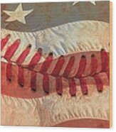 Baseball Is Sewn Into The Fabric Wood Print