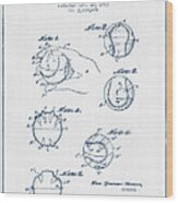 Baseball Training Device Patent Drawing From 1963 - Blue Ink Wood Print