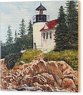 Bass Harbor Head Light Wood Print