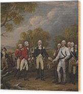 Battle Of Saratoga, The British General John Burgoyne Surrendering Wood Print