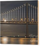 Bay Bridge Moon Rising Wood Print