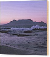 Beach At Sunset, Blouberg Beach, Cape Wood Print