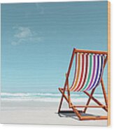 Beach Chair With Rainbow Stripes Wood Print
