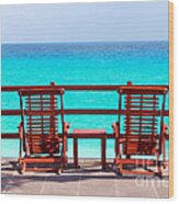 Beach Chairs Wood Print