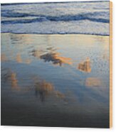 Beach Clouds Reflected At Sunset Texel Wood Print