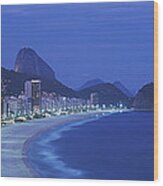 Beach, Copacabana, Rio De Janeiro Wood Print