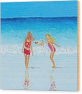 Beach Painting Beach Play Wood Print