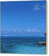 Beach Scene Bora Bora Island Polynesia Wood Print