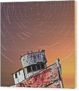 Beached Star Trails Wood Print