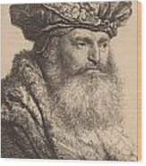 Bearded Man In A Velvet Cap With A Jewel Clasp Wood Print