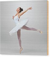 Beautiful Ballet Dancer Practicing Wood Print