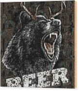 Beer Bear Wood Print