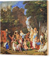Bellini's Titian's The Feast Of The Gods Wood Print