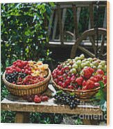 Berries In Baskets Wood Print